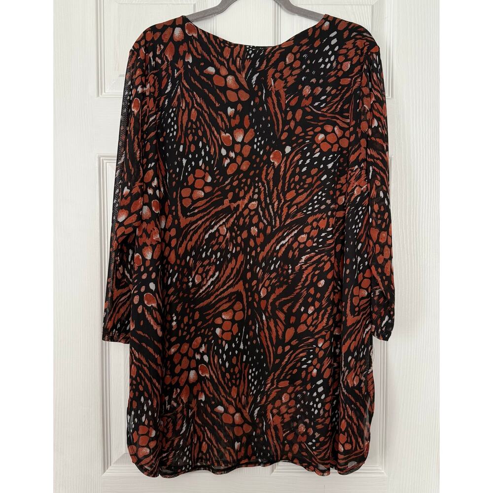 Kasper Women's Multicolor Printed Mesh Top Size 2X - Picture 11 of 13